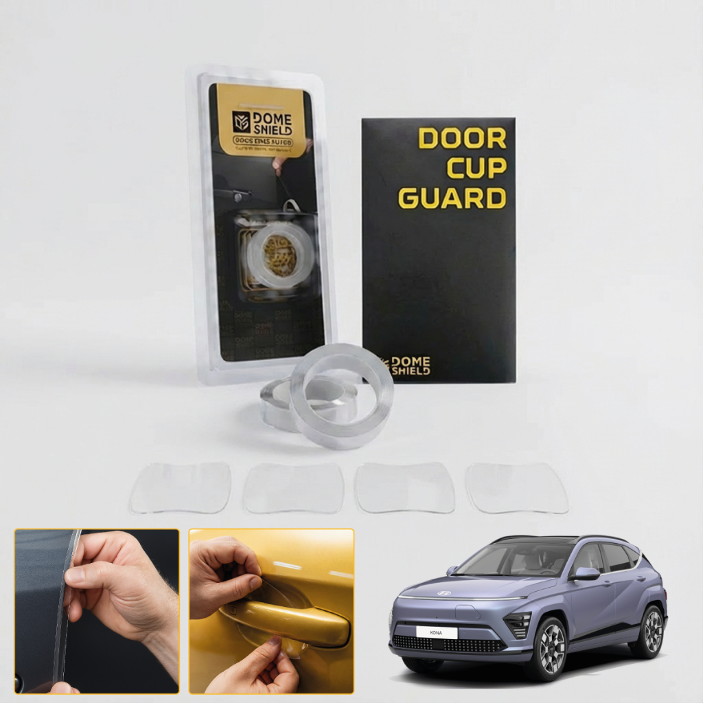 Hyundai Kona - Kit Adesivo Película PPF Porta Copa Maçaneta + Cantos Porta Protetor Transparente Carro