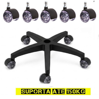 Kit Gamer Base Reforçada + Rodízios em Gel Duplos – Suporta até 150kg em Oferta na Shopee
