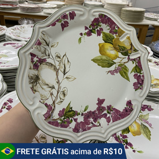 Kit 6 Pratos Rasos Limão e Flores – Cerâmica Scalla em Oferta na Shopee