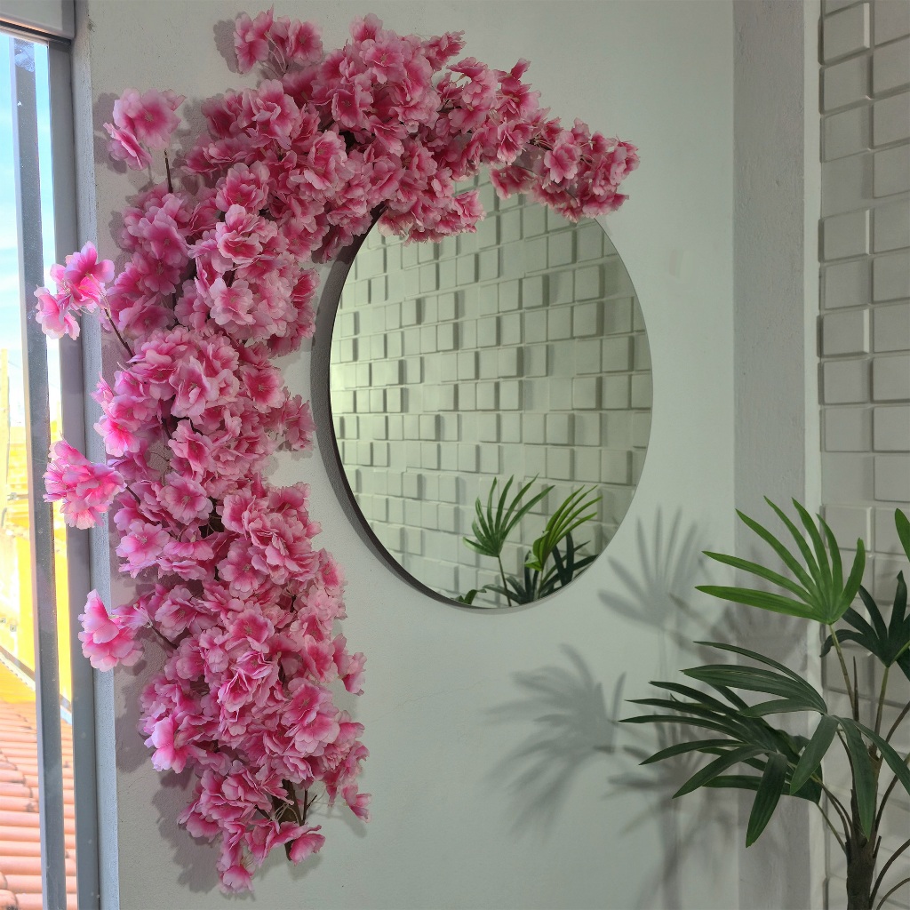 Flores Artificiais Jardim Vertical Cerejeira Muro Inglês Pendente