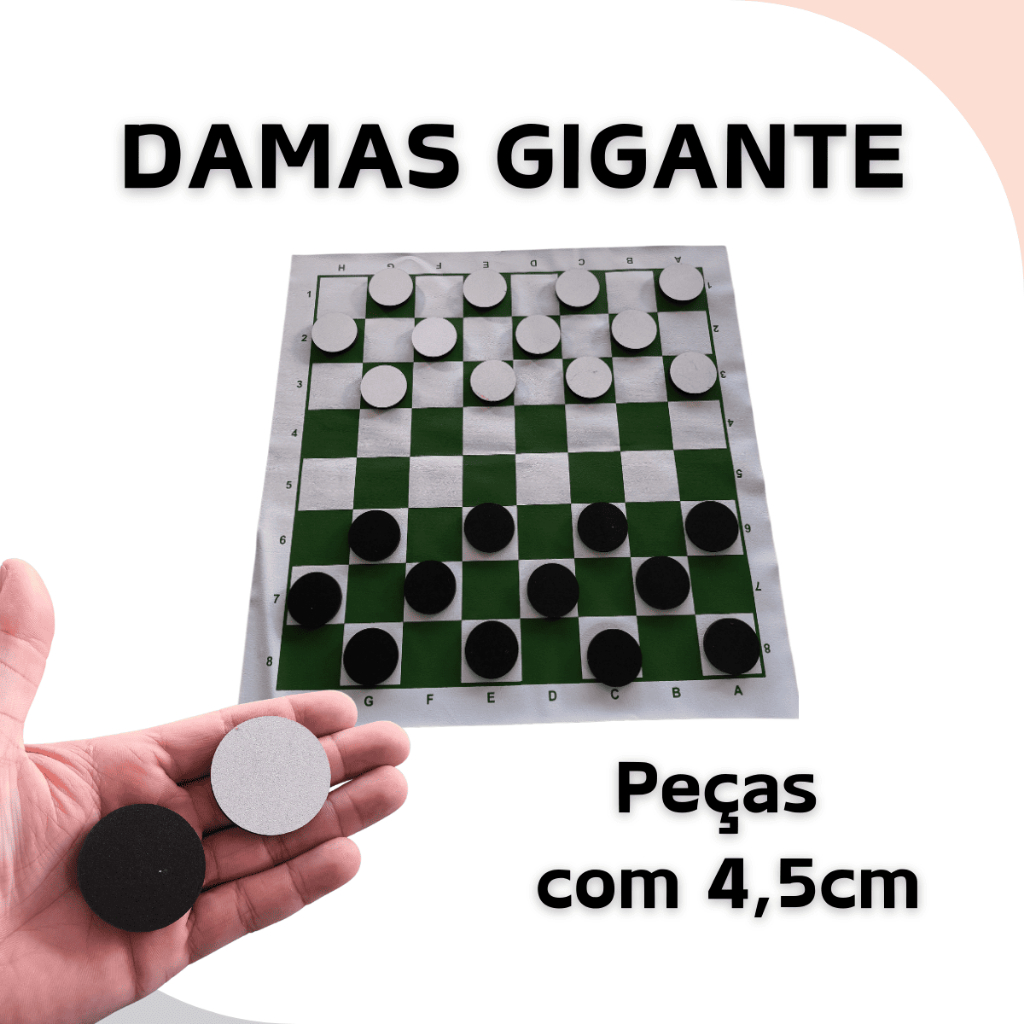 Jogo de Damas Gigante Tabuleiro Escolar Grande Tabuleiro 40x40cm