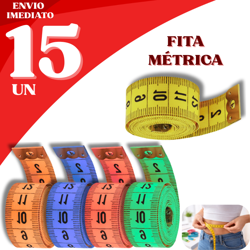 Fita Métrica Corporal Colorida 150cm 15/10/5 PÇS Flexível Costura Academia Dieta Medida