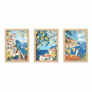 Kit 3 quadros 18x24 cm, tropical gato limão mulher c/ vidro em Oferta na Shopee