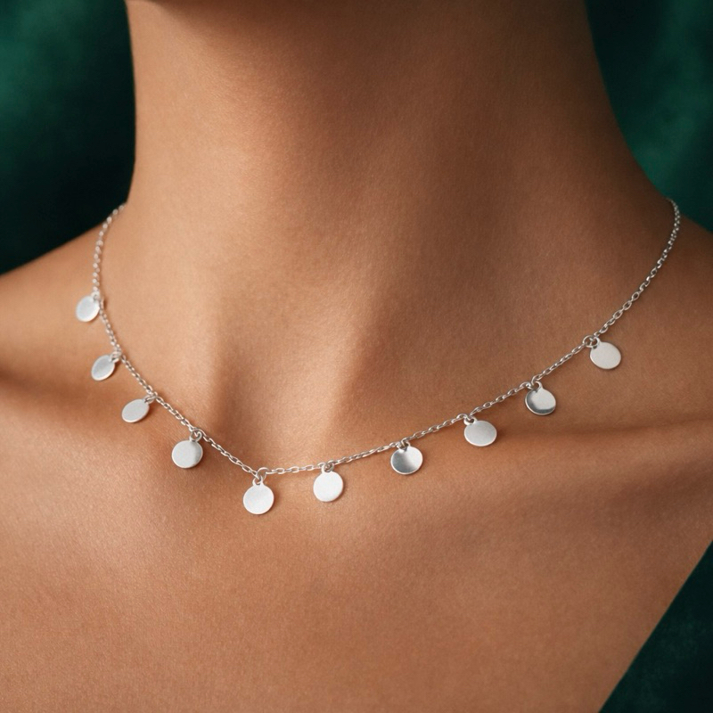 Choker Medalhas Lisas Pendurada Colar