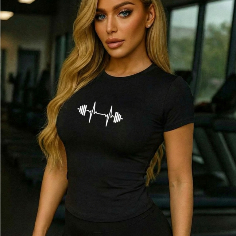Babylook Blusa Slim Fit Manga Curta - Blusa de Compressao Baby Tee para treinar  casual e esportiva