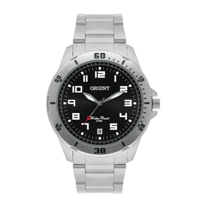 Relógio de pulso Orient MBSS1155A com Correia de aço inoxidável cor prata Fundo preto