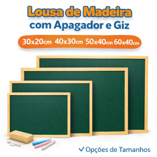 Lousa de Madeira com Apagador e Giz | Quadro Verde Escolar Infantil – Vários Tamanhos em Oferta na Shopee