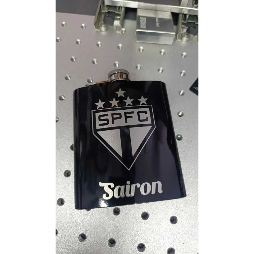 Cantil Inox Preto TEMA SÃO PAULO TRICOLOR | Personalizado a Laser | Presente