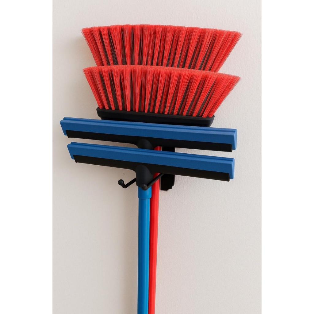 Kit 3 Suporte Organizador Suspenso De Parede Guarda Vassouras Rodos Pás Em Aço 22cm