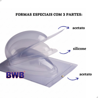 Forma Semiprofissional 3 cavidades Silicone Chocolate Especial Ovo de Páscoa de 50/100/150/250/350/500/750g suportes BWB em Oferta na Shopee