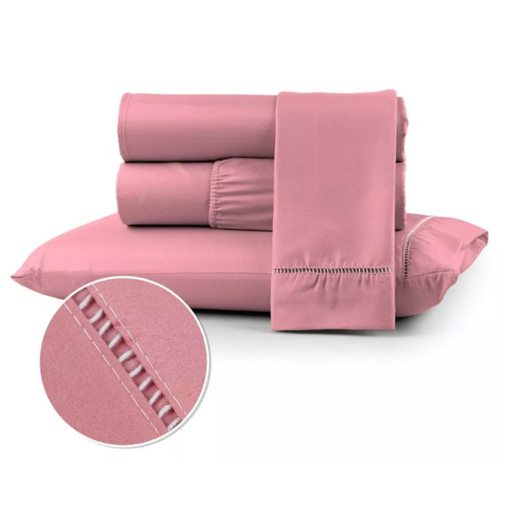 Jogo de Lençol Solteiro Casal Queen King Micropercal 400 fios Super Macio com Ponto Palito em Oferta na Shopee