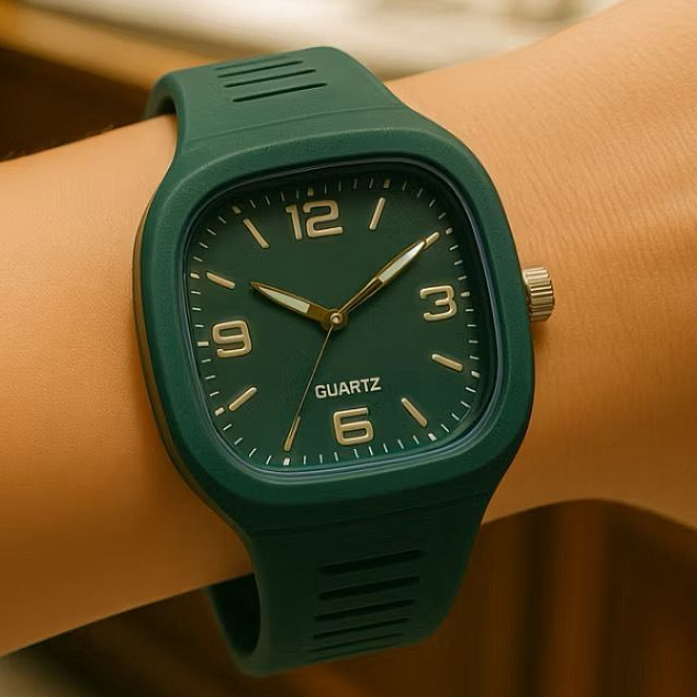 Relógio Unissex Visor Quadrado de Borracha Silicone | Análogico - RM21 em Oferta na Shopee