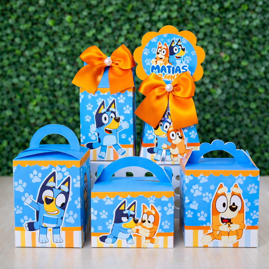 Kit Festa Bluey e Bingo Personalizado Pegue e Monte Aniversário Infantil