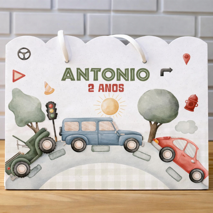 10 Sacolinha Carros Personalizado - Sacolinha - Lembrancinha - Aniversário