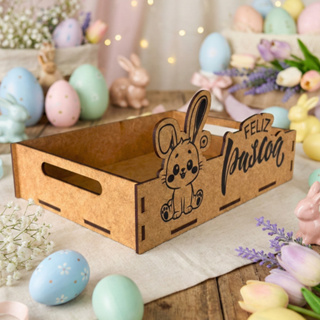 Kit 4/8/12und Cesta Caixa Feliz Páscoa Mdf Lembrancinha Porta Bombom Chocolate em Oferta na Shopee