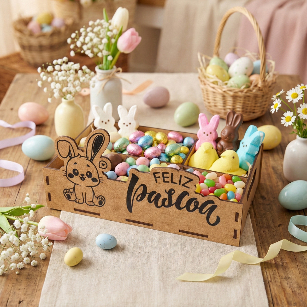 Kit Lembrancinha Páscoa Mdf Cesta Caixa Para Chocolate Escola Atacado em Oferta na Shopee
