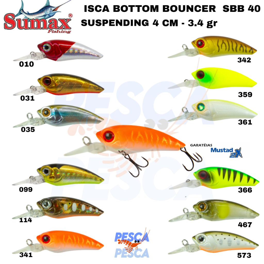 Isca Artifiicial Sumax Botton Bouncer 4cm Pegadora de Robalo Pesca Tucunaré