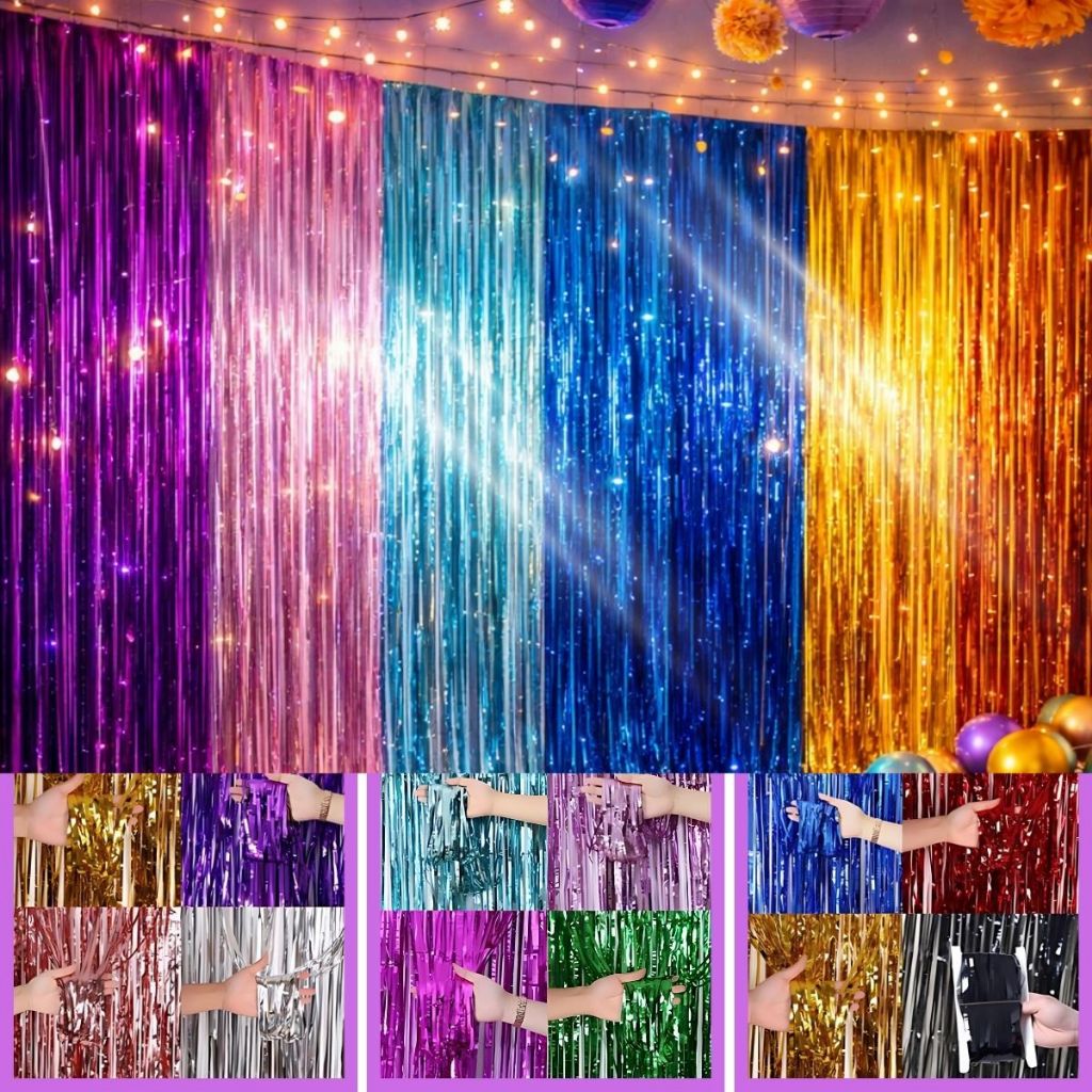 Cortina Metalizada Franja Decoração 2M X 1M Painel Decoração Festa Enfeite Aniversario