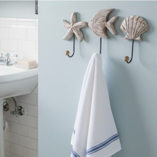 Gancho cabideiro para banheiro animais marinhos em madeira em Oferta na Shopee