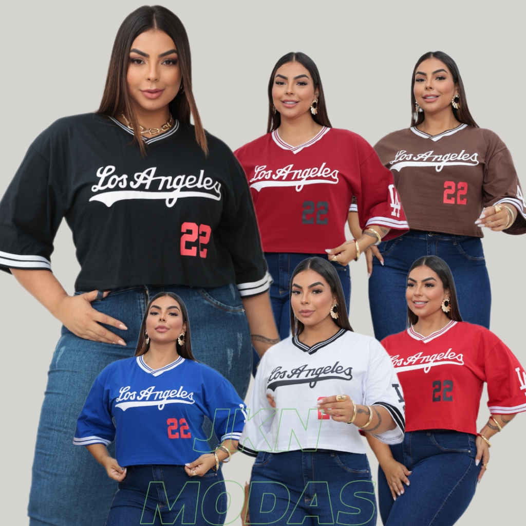Cropped oversized feminino 22  PLUS SIZE de algodão , moda gringa, camiseta colegial americana, cropped gringa