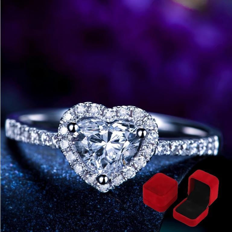 1 Peça Luxo Diamante Moissanita Anel De Noivado Bandas De Casamento Prata Esterlina inha em Oferta na Shopee