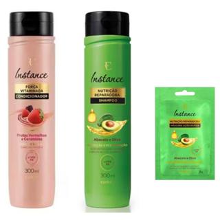 Eudora Kit Cabelos Nutridos Instance Abacate e Oliva: (Shampoo 300ml + Condi 300ml + Mascara 30 g ) em Oferta na Shopee