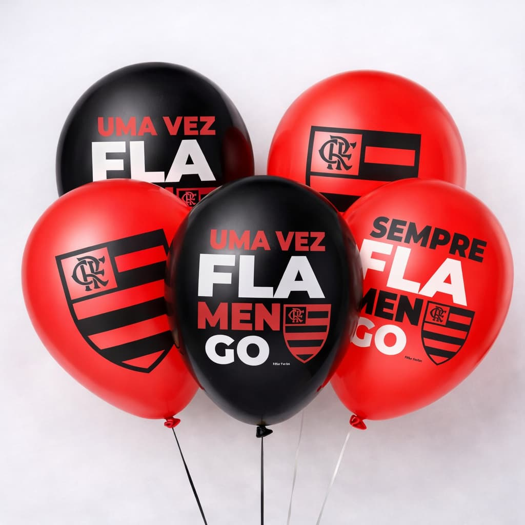 Bexiga Estampada Flamengo - 8 Polegadas - Pacote com 20un