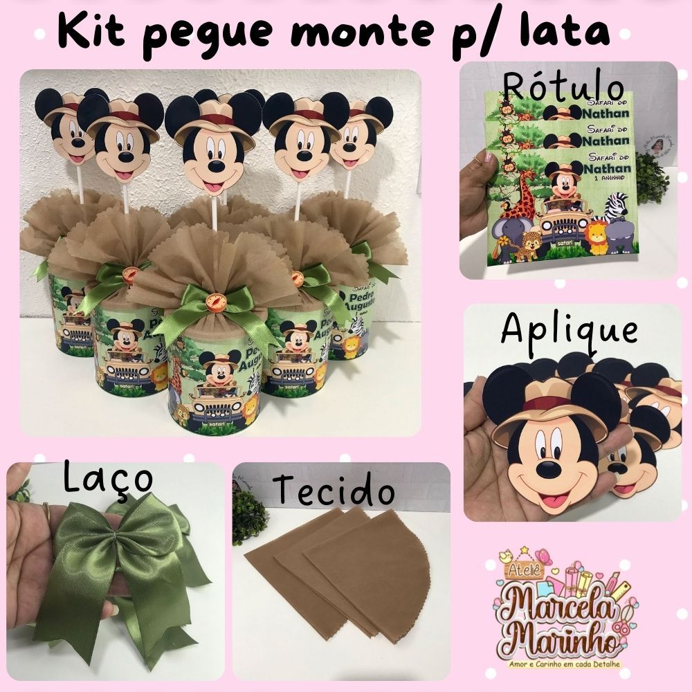 Kit pegue e monte para lata 400 e 800 gr /rótulo lata mickey safari/latapersonalizada/adesivo para lata/Diversos tema em Oferta na Shopee