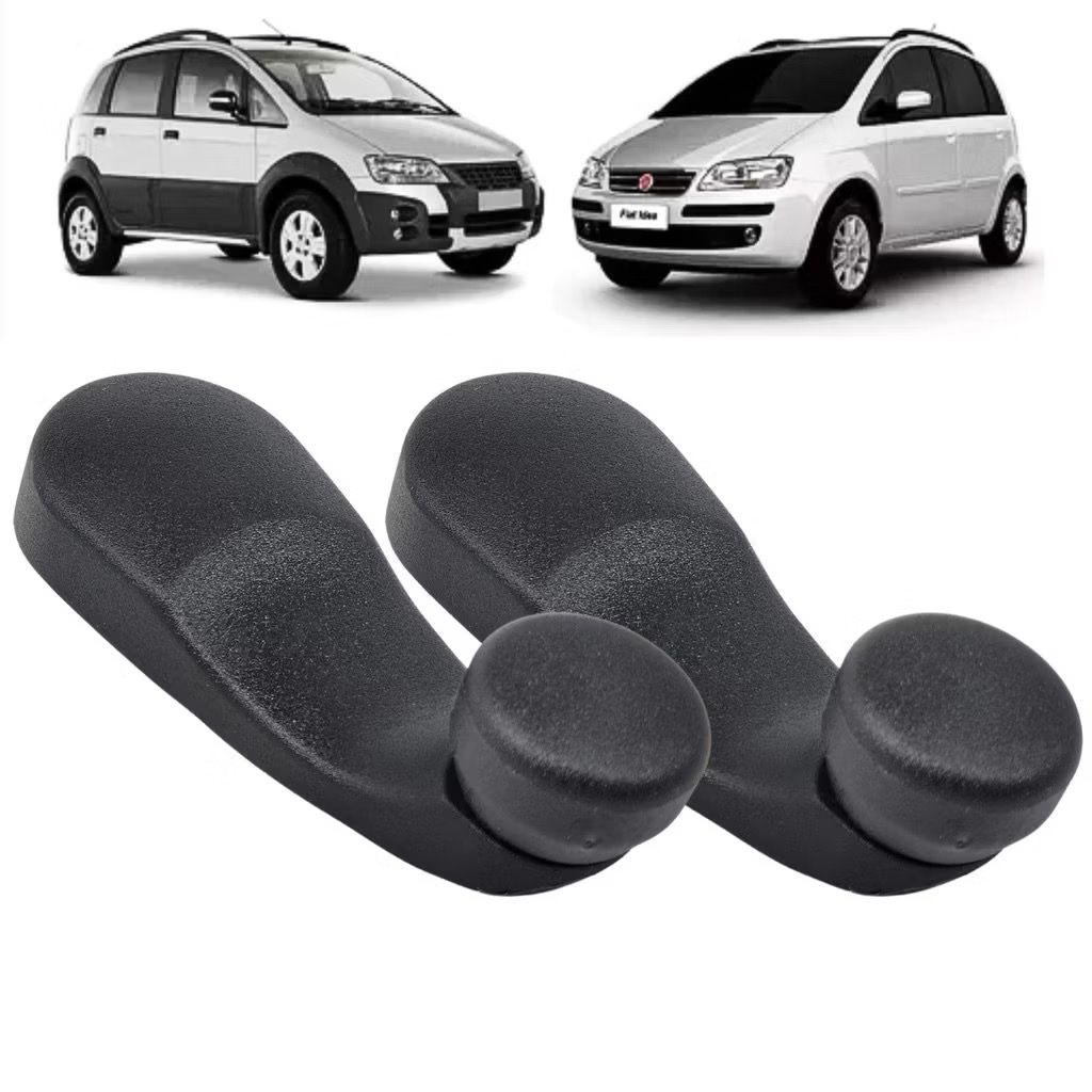 Par de Manivela Reguladora de Vidro Fiat Idea Punto Stilo Uno Peça Plástico Preto Sem Parafusos