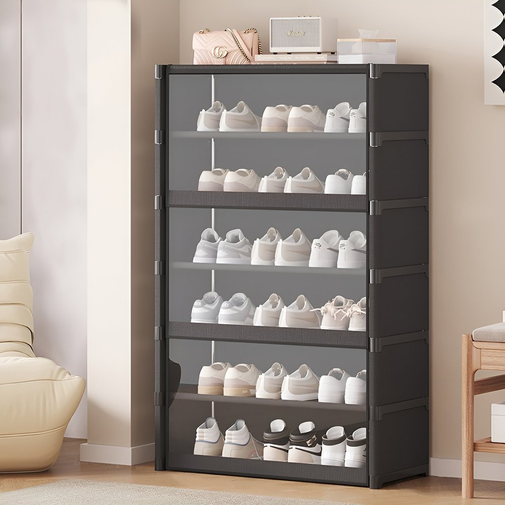 Sapateira Organizadora 6 Prateleiras Preta | Estante Multiuso com Portas Basculantes em Oferta na Shopee