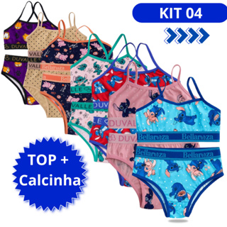Kit 4 Conjuntos Infantil Juvenil para Pré Adolescente Calcinha e Top Sutiã Para Verão em Oferta na Shopee