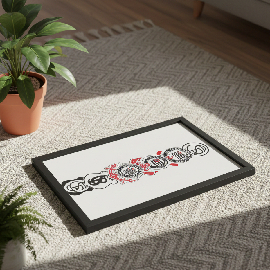 Quadro Decorativo Símbolos do Corinthians 25x34cm – Escudo Oficial Timão, MDF com Moldura e Acabamento Brilho