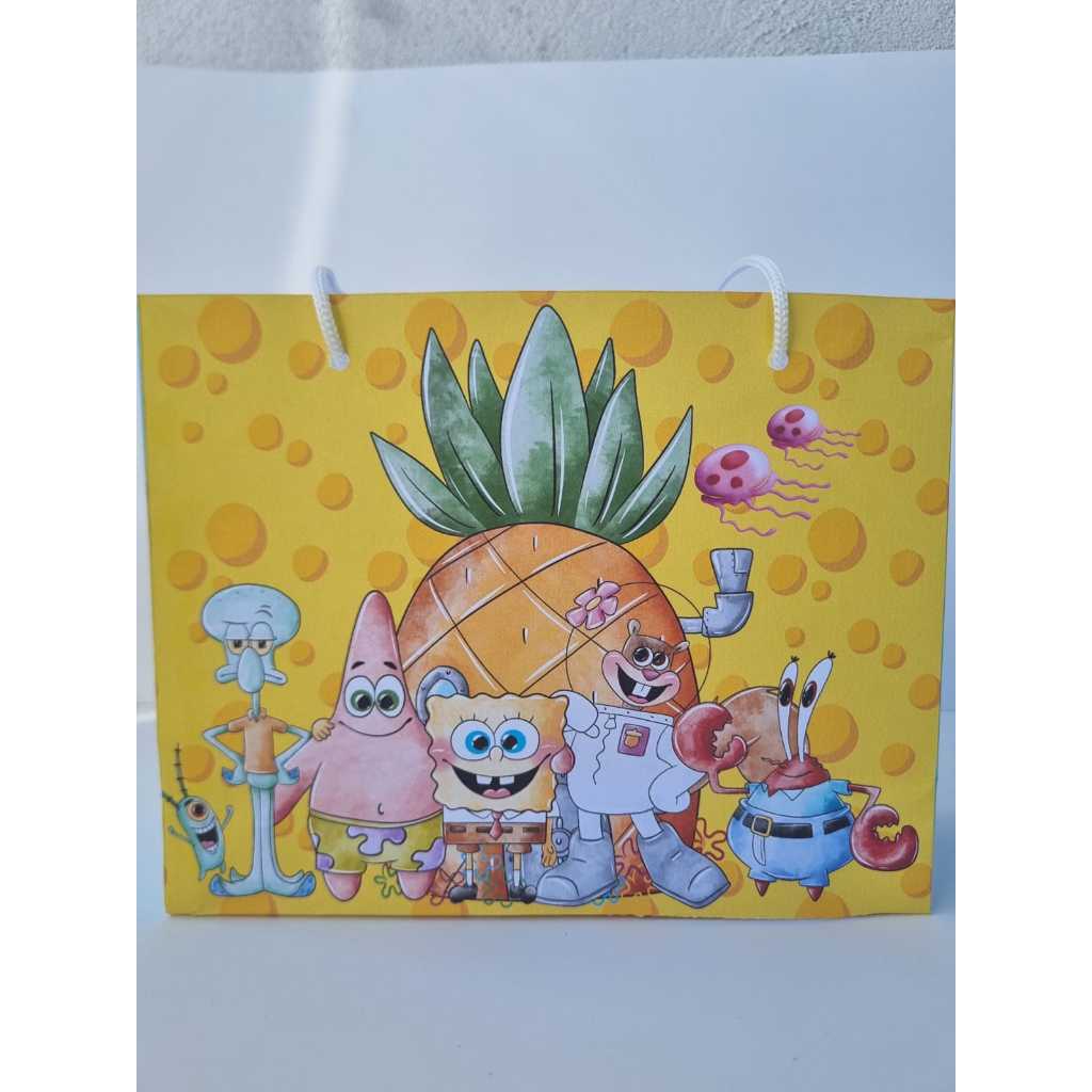 Sacolinha Personalizada Bob Esponja Grande | Nome e Idade | Lembrancinha Festa Tema Bob Esponja