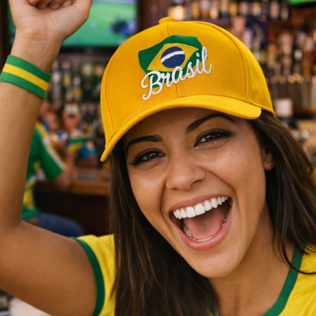 Boné do Brasil Copa do Mundo 2026  – Estilo Torcedor - Aba Curva - Unissex