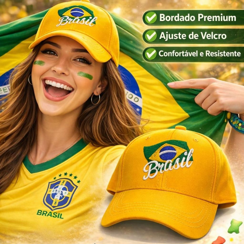 Boné Brasil Bordado – Estilo Torcedor - Copa do Mundo 2026