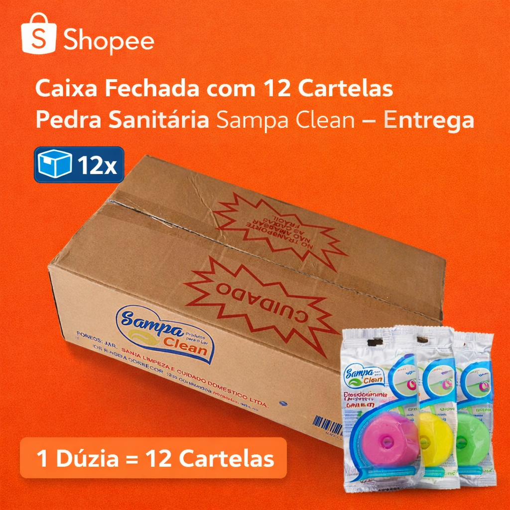 🧼✨ Caixa Fechada Pedra Sanitária Sampa Clean – 12 Cartelas (1 Dúzia) | Pronta Entrega 🇧🇷