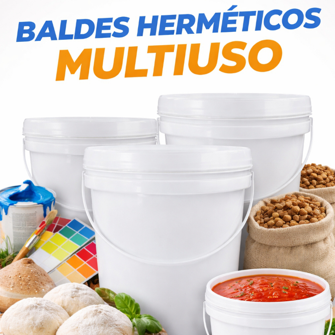 Balde Plástico Atóxico Alimentício 5L Tampa Hermética ultra pratico tinta graos azeitonas