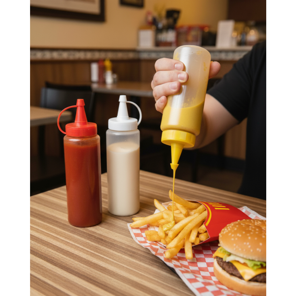 Squeeze Garrafa Espremedor de Molhos 200ml | Ketchup, Mostarda, Maionese e Caldas