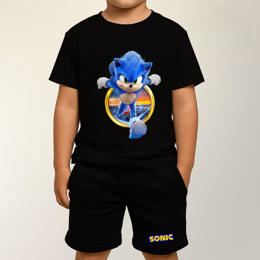 Camisa Camiseta Conjunto Kit Infantil Personalizado Desenho Animado Super Sonic Dia a Dia Presente