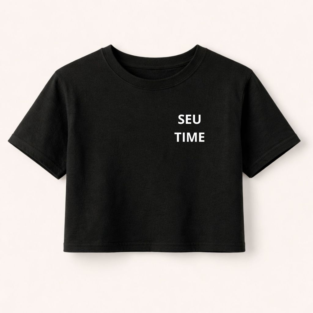 Cropped Unissex Camisa Camiseta 100% Algodão Personalizado Time de Futebol PresenteAlgodão Premium Adulto Feminino