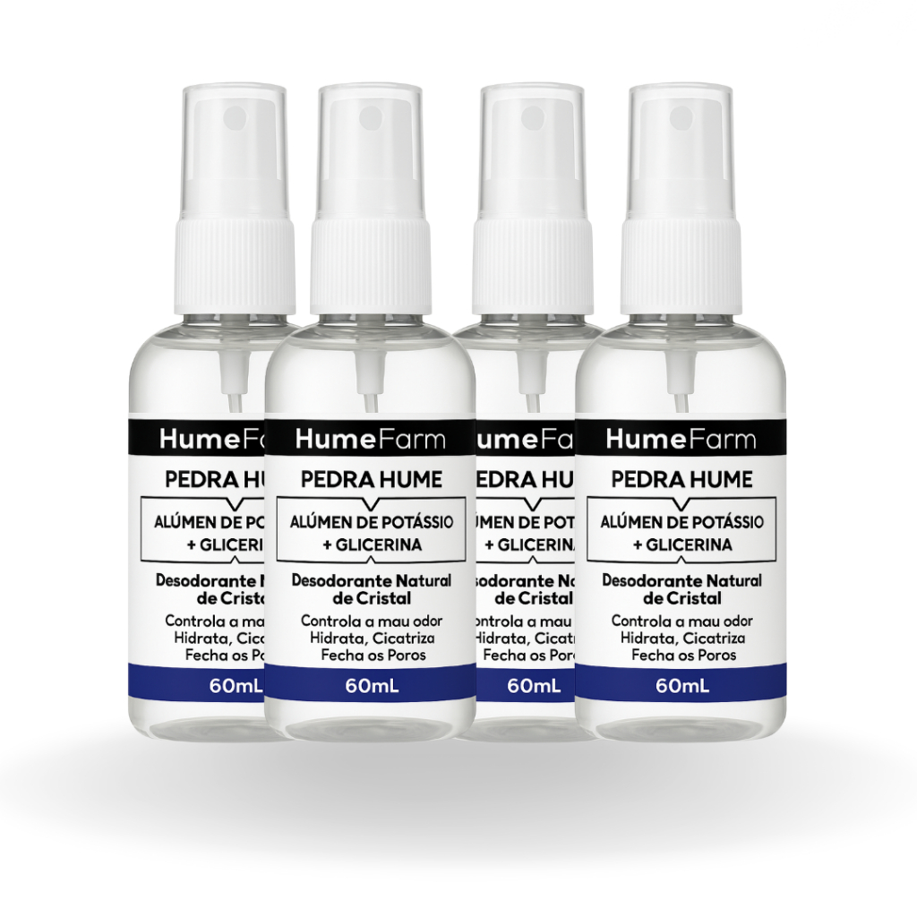 Pedra Hume Spray 60ml Com Glicerina Rende 300 Aplicações Desodorante de Cristal