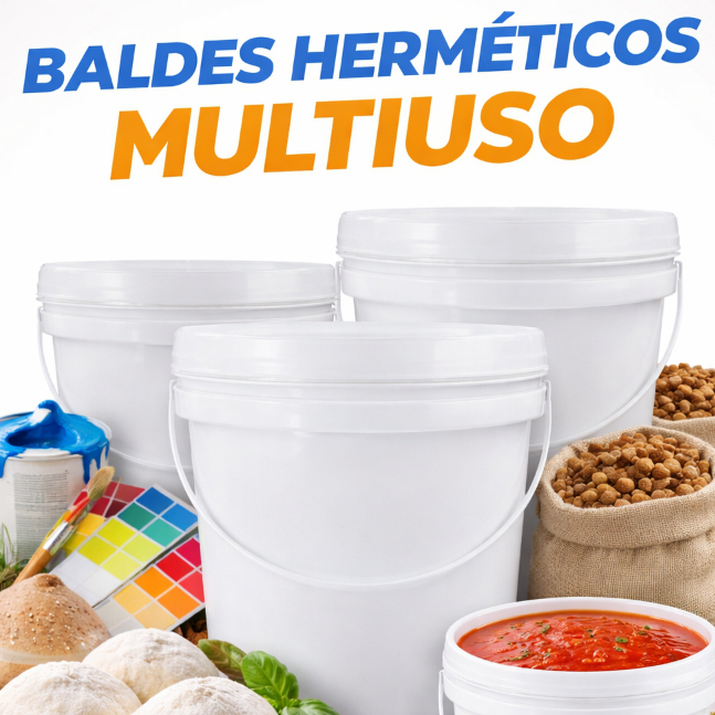 Kit 10 Balde Plástico Atóxico Alimentício 5L Tampa Hermética ultra pratico tinta graos azeitonas