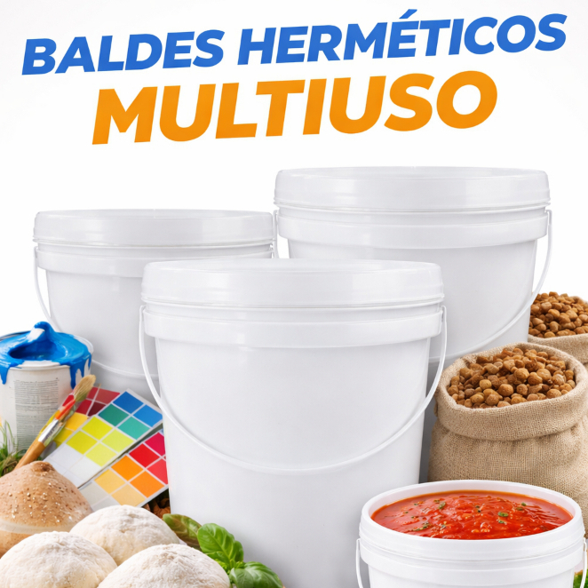 Kit 3 Balde Plástico Atóxico Alimentício 3,6L Tampa Hermética ultra pratico tinta graos azeitonas