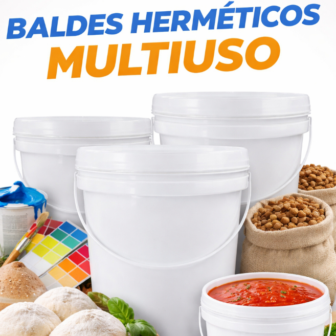 Kit 20 Balde Plástico Atóxico Alimentício 3,6L Tampa Hermética ultra pratico tinta graos azeitonas