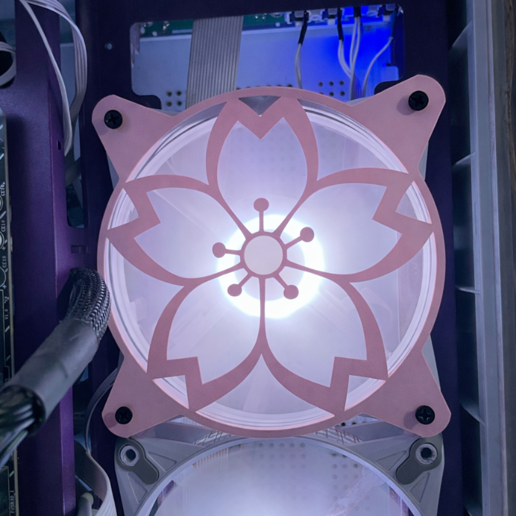 Capa para Ventoinha Fan Water Cooler Grade Fan Sakura Flower 120 mm PC Gamer Acessório Proteção Cooler