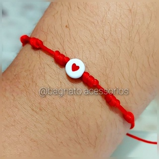 Pulseiras de Proteção  7 Nós Vermelha com Coração  - Adulto e Infantil (3 a 9anos) em Oferta na Shopee