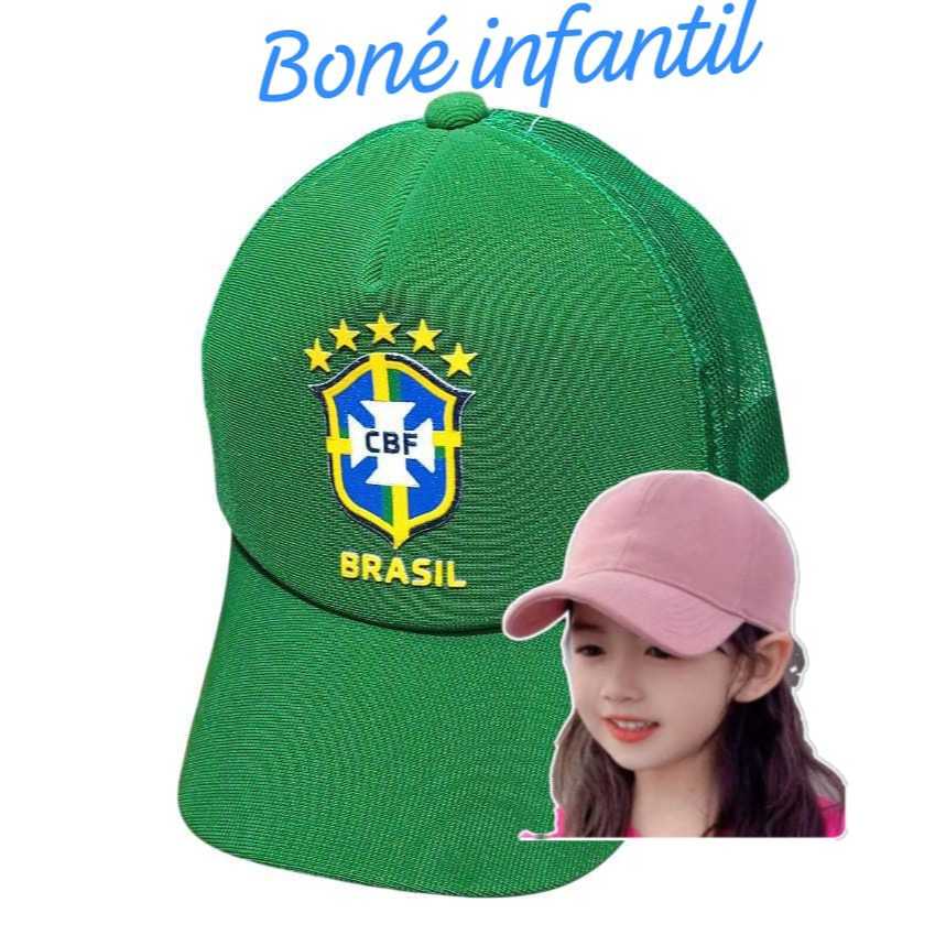 Boné  Infantil Brasil com Redinha Unissex
