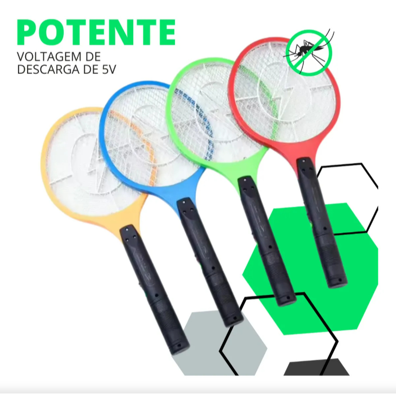 Raquete Elétrica Mata Mosquito -- Insetos Recarregável Bivolt em Oferta na Shopee