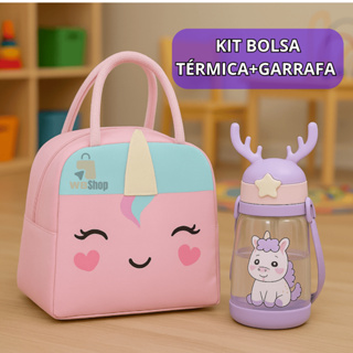 Kit Lancheira Infantil Térmica Com Garrafa Alce 580ml Kit Escola Passeio Menino Menina em Oferta na Shopee
