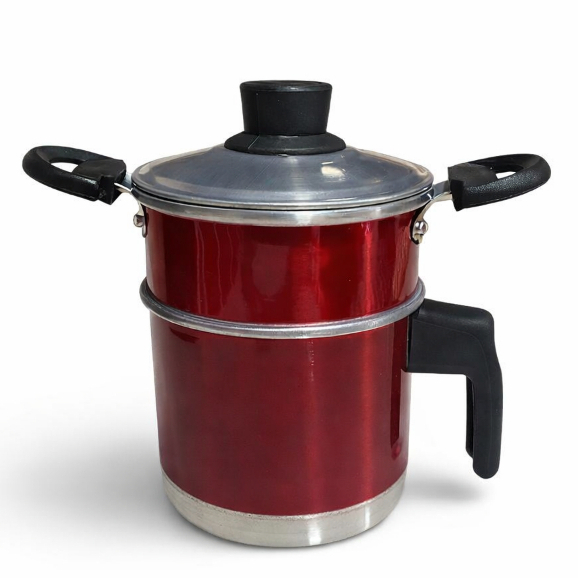 Cuscuzeira 3 em 1 Alumínio com Leiteira Panela a Vapor Cabo Antitérmico